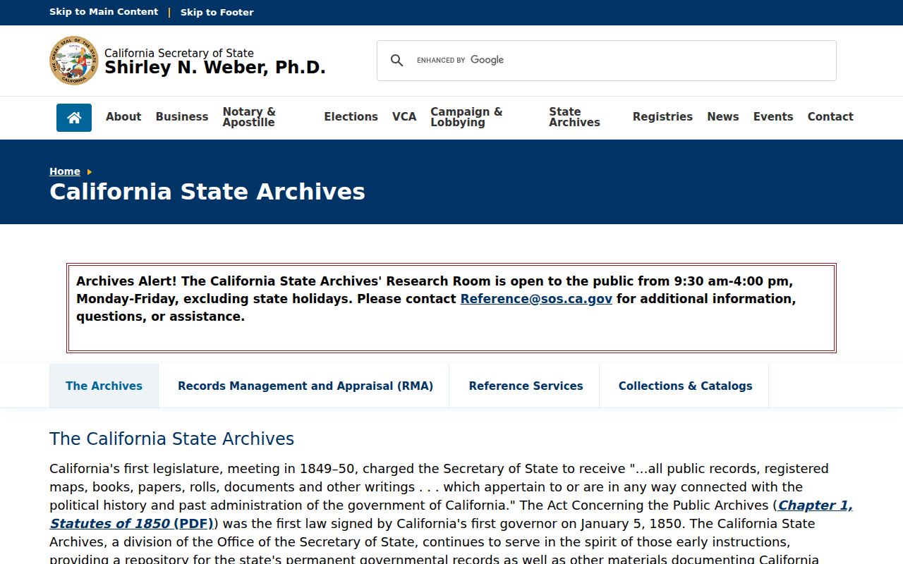 Redding past residents research at the California State Archives