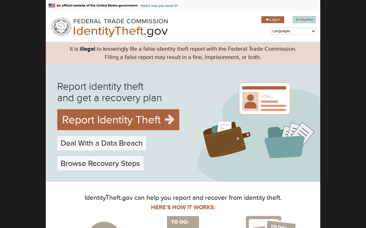 Redding past residents federal identity theft recovery guidance
