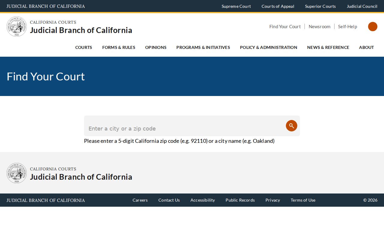 Redding ZIP code directory California court jurisdiction lookup
